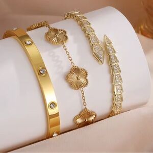 Panthere Serpenti Alhambra Luxury Gold Bracelet Set